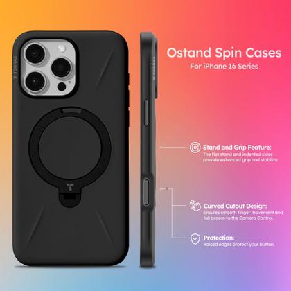 Capa Magnética TORRAS Ostand Spin para iPhone 16 Pro Max - Preta