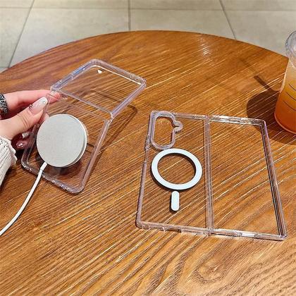 Imagem de Capa Magnética Transparente Para Carregamento Sem Fio À Prova De Choque Para Samsung Galaxy Z Fold