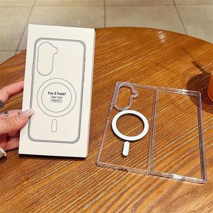Imagem de Capa Magnética Transparente Para Carregamento Sem Fio À Prova De Choque Para Samsung Galaxy Z Fold