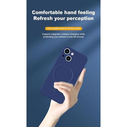 Imagem de Capa Magsafe Aveludada Compatível Com iPhone 15 Plus + Pel Hidrogel