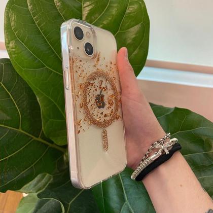 Imagem de Capa Magsafe Transparente Glitter Dourado