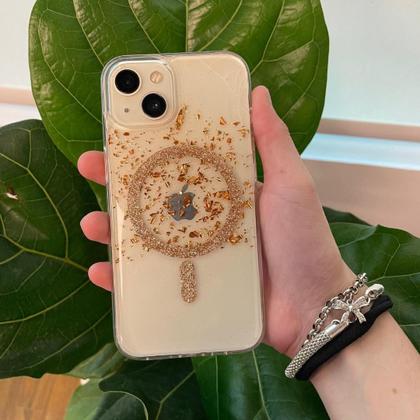 Imagem de Capa Magsafe Transparente Glitter Dourado