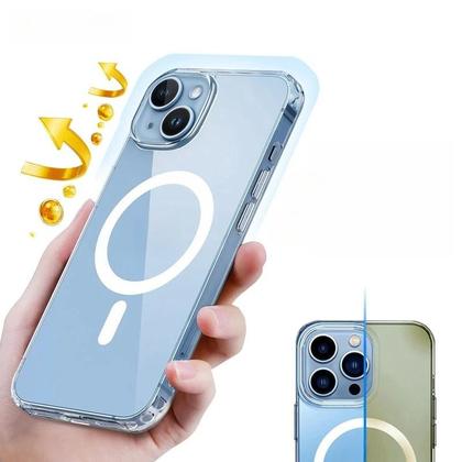 Imagem de Capa MagSafe Transparente para iPhone 16/15/14/13/12/11 - Carregamento Sem Fio