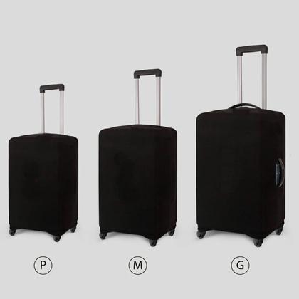 Imagem de Capa Mala Bagagem Viagem com Ziper Preta Média 23kg Elastano