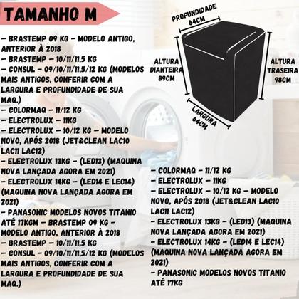 Imagem de Capa Máquina de Lavar Flanelada Zíper Todos Tamanhos e Marcas Electrolux Brastemp Consul Dako