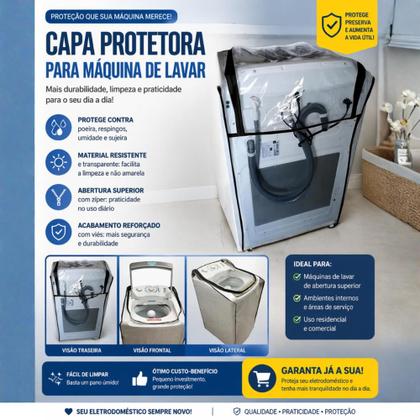 Imagem de Capa Maquina Lavar Roupas Eletrolux 12kg 15kg 16kg + Grossa transparente