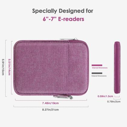 Imagem de Capa MoKo acolchoada para tablet Ereader de 6-7 polegadas roxa