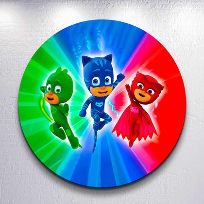 Imagem de Capa p/ Painel Sublimado Decorativa Herois de Pijama Super Pj Estampa Redondo Mini ou Grande