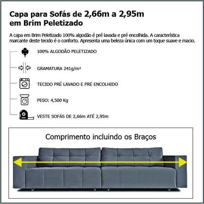 Imagem de Capa p/ Sofá Retrátil e Reclinável em Brim Peletizado -  Veste Sofás de 2,66m até 2,95m