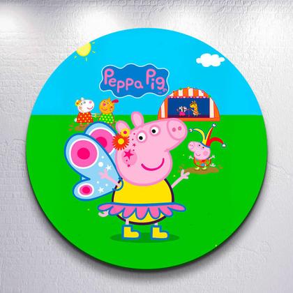 Imagem de Capa Painel Sublimado Decorativa Desenho Family Pig Estampa Redondo Mini ou Grande