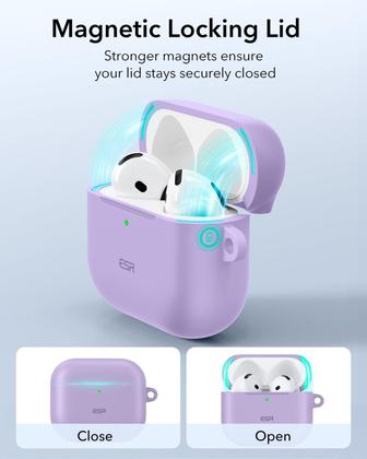 Imagem de Capa para AirPods 4 ESR HaloLock Purple com proteção total contra quedas