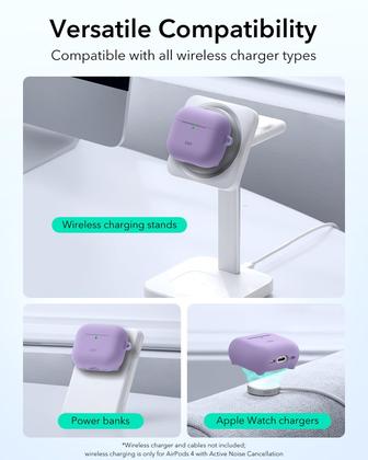 Imagem de Capa para AirPods 4 ESR HaloLock Purple com proteção total contra quedas