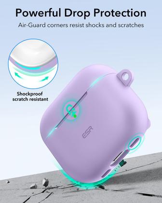 Imagem de Capa para AirPods 4 ESR HaloLock Purple com proteção total contra quedas