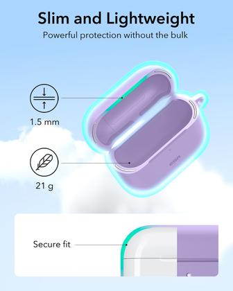 Imagem de Capa para AirPods 4 ESR HaloLock Purple com proteção total contra quedas