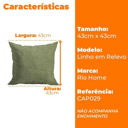 Imagem de Capa para Almofada 43x43cm de Microfibra Linho em Relevo - Rio Home
