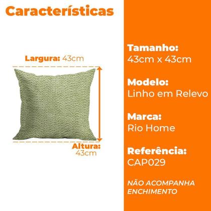 Imagem de Capa para Almofada 43x43cm de Microfibra Linho em Relevo - Rio Home