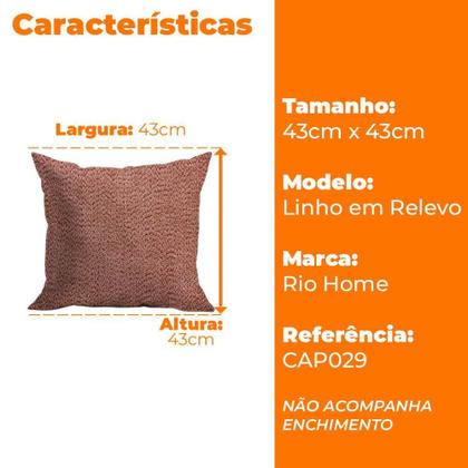 Imagem de Capa para Almofada 43x43cm de Microfibra Linho em Relevo - Rio Home