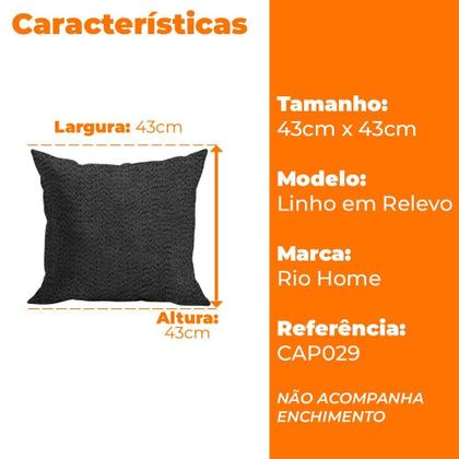Imagem de Capa para Almofada 43x43cm de Microfibra Linho em Relevo - Rio Home