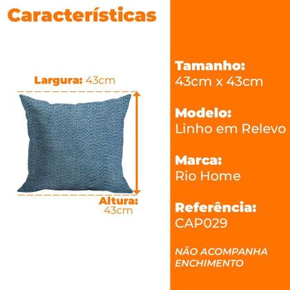 Imagem de Capa para Almofada 43x43cm de Microfibra Linho em Relevo - Rio Home