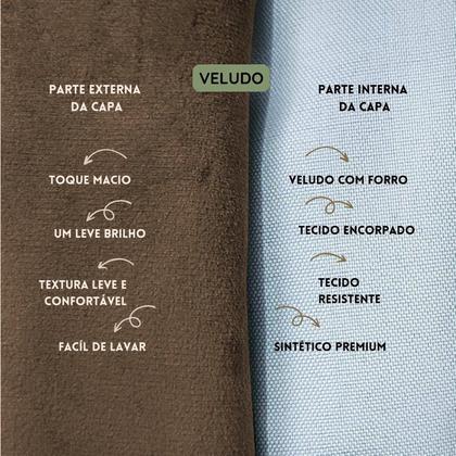 Imagem de Capa para Almofada Drapeada Line em Veludo Quadrada 50x50 Marrom Camurça