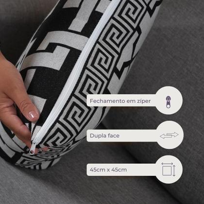 Imagem de Capa para Almofada Grécia Dupla Face 45 x 45cm Tecido Jacquard com Zíper