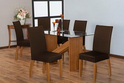 Imagem de Capa Para Cadeira Mesa De Jantar 08 Lugares Malha Gel Oferta Marrom