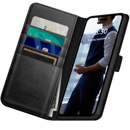 Imagem de Capa para celular DuckSky, carteira de couro genuíno para iPhone 16 Pro Max