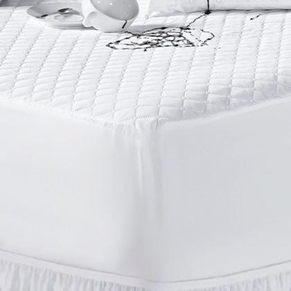 Imagem de Capa para Colchão Casal King e 2 Porta Travesseiro Impermeável com Saia Box Branco