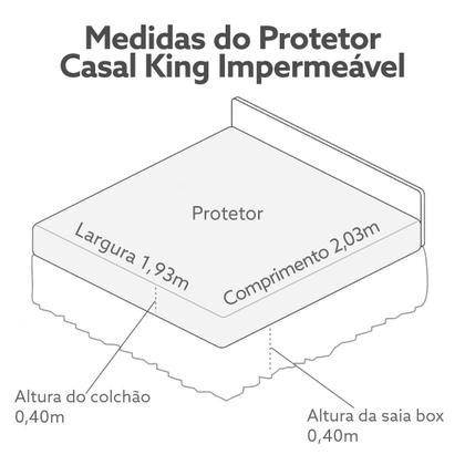 Imagem de Capa para Colchão Casal King e 2 Porta Travesseiro Impermeável com Saia Box Branco