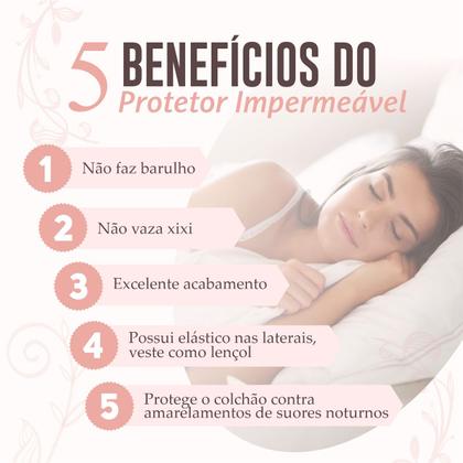 Imagem de Capa para Colchão Casal Padrão e 2 Porta Travesseiro Impermeável com Saia Box Branco
