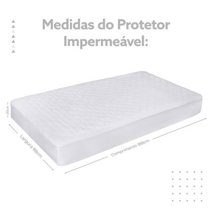 Imagem de Capa para Colchão Impermeável Matelada Solteiro + Saia box Solteiro Branco