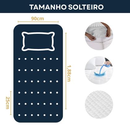 Imagem de Capa Para Colchão Impermeável Protetor Tecido Matelado Solteiro Extra Macio Silencioso Com Elástico Premium