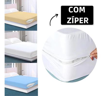Imagem de Capa Para Colchão Protetora Casal Anti Acaro Com Zíper Várias Cores Cama Dormir Envio Imediato