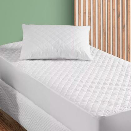 Imagem de Capa para Colchao Solteiro Standard Box Protetor de Colchão Branco Poliester 88cm x 188cm