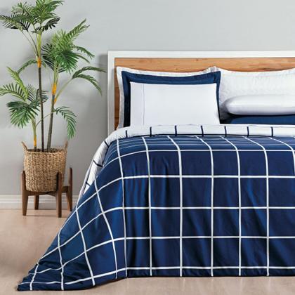 Imagem de Capa para Duvet Austin King 01 Peça Micropercal - Marinho