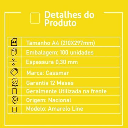 Imagem de Capa para Encadernação A4 Amarelo Line Frente PP 0,30 100un