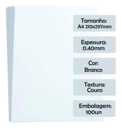 Imagem de Capa Para Encadernação A4 Branco Couro 0,40 50 Un