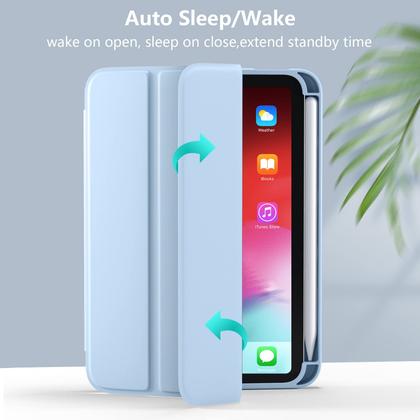 Imagem de Capa para iPad Mini 7 Mastten A17 Pro com porta-lápis azul celeste