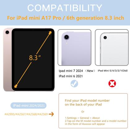 Imagem de Capa para iPad Mini 7 Mastten A17 Pro com porta-lápis azul celeste