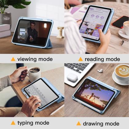 Imagem de Capa para iPad Mini 7 Mastten A17 Pro com porta-lápis azul celeste