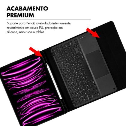 Imagem de Capa Para iPad Pro 11 2022 Smart Teclado Touchpad Anti Impacto + Pelicula de Vidro