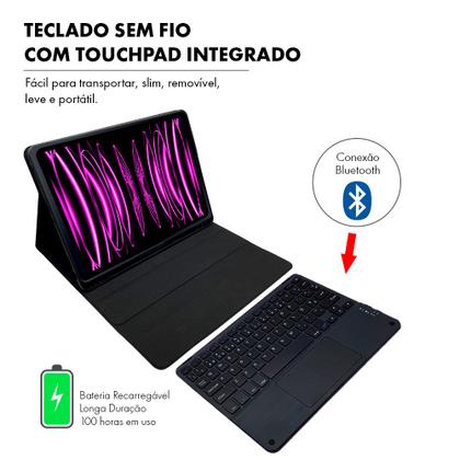 Imagem de Capa Para iPad Pro 11 2022 Smart Teclado Touchpad Anti Impacto + Pelicula de Vidro