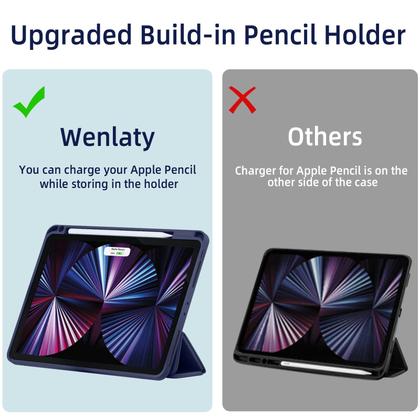 Imagem de Capa para iPad Pro 11 Wenlaty compatível com porta-lápis azul marinho