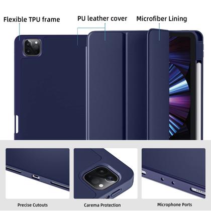 Imagem de Capa para iPad Pro 11 Wenlaty compatível com porta-lápis azul marinho