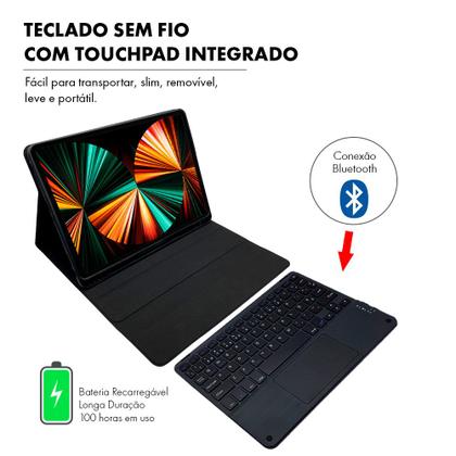 Imagem de Capa Para iPad Pro 12.9 2021 Case Com Teclado E Touchpad Colorido Anti Impacto Premium