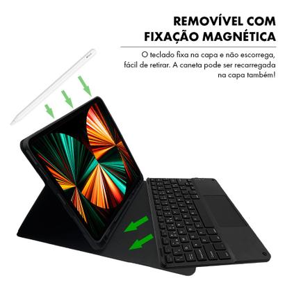 Imagem de Capa Para iPad Pro 12.9 2021 Case Com Teclado E Touchpad Colorido Anti Impacto Premium