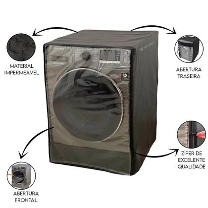 Imagem de Capa Para Lava E Seca Samsung 11kg WD11T Ziper Transparente Preta