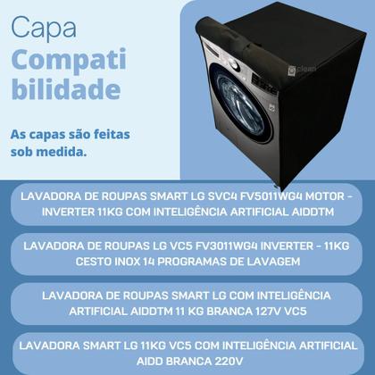 Imagem de Capa para lavadora de roupas lg 11kg vc5 smart impermeável