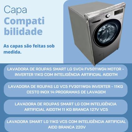 Imagem de Capa para lavadora de roupas lg 11kg vc5 smart transparente