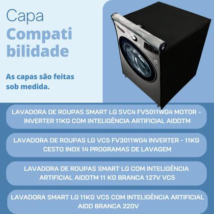 Imagem de Capa para lavadora de roupas lg 11kg vc5 smart transparente